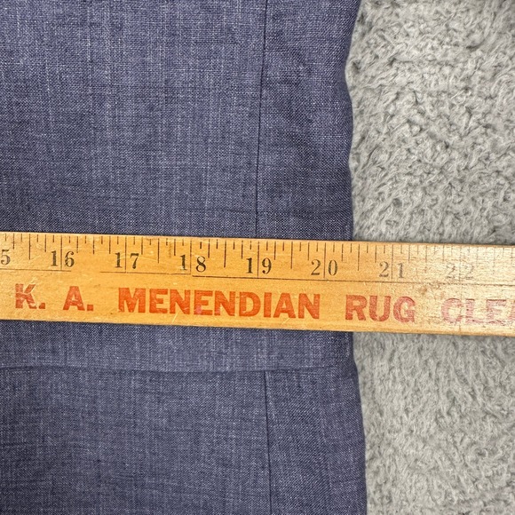 H&M Linen Blazer Sport Coat Mens 44R Blue Elbow Patches 2 Button Slim Fit Formal - Picture 8 of 12